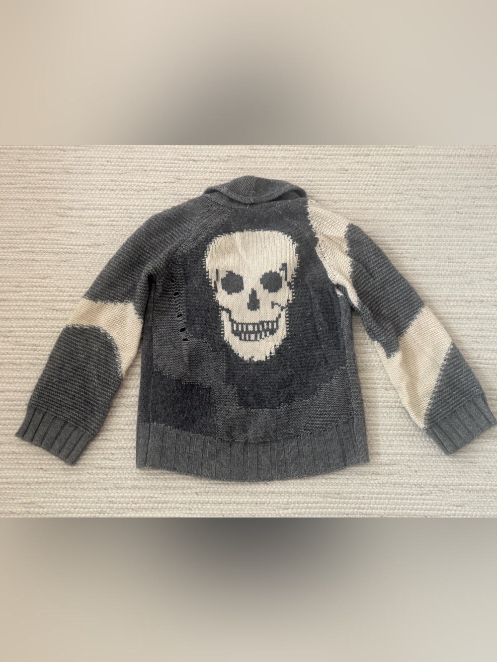 SKULL CASHMERE Grey Skull Wool Cashmere Cardigan Sweater Jacket - Size XS